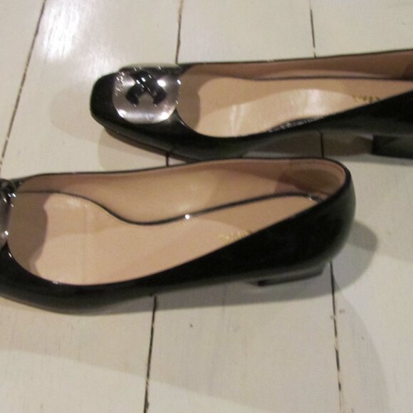 PRADA Patent Leather BLACK LOW BLOCK 1.5" HEEL METAL BUCKLE SIZE 10 - Picture 3 of 6